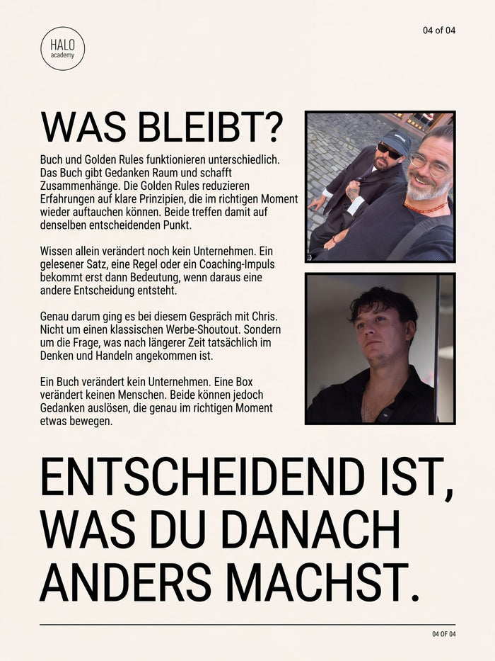 HALO Editorial Chris Best, Seite 4: Was bleibt?