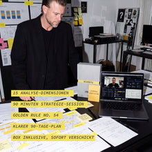 HALO Analyse+ im Überblick: 15 Analyse-Dimensionen, 90 Minuten Strategie-Session, Golden Rule No. 54, klarer 90-Tage-Plan, Box inklusive